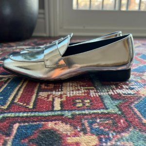 DVF Lafayette Silver Loafers. SZ 37.5 NWOT